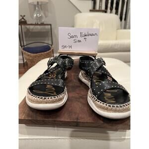 Sam Edelman Studded Espadrille Sandals Women’s Size 7 Black Ankle Strap